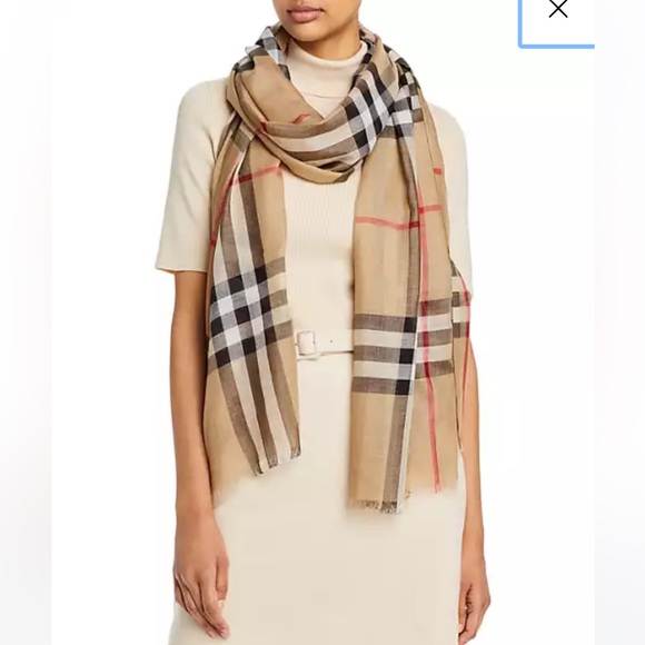 Burberry Giant Check Wool Silk Scarf. - Picture 1 of 16